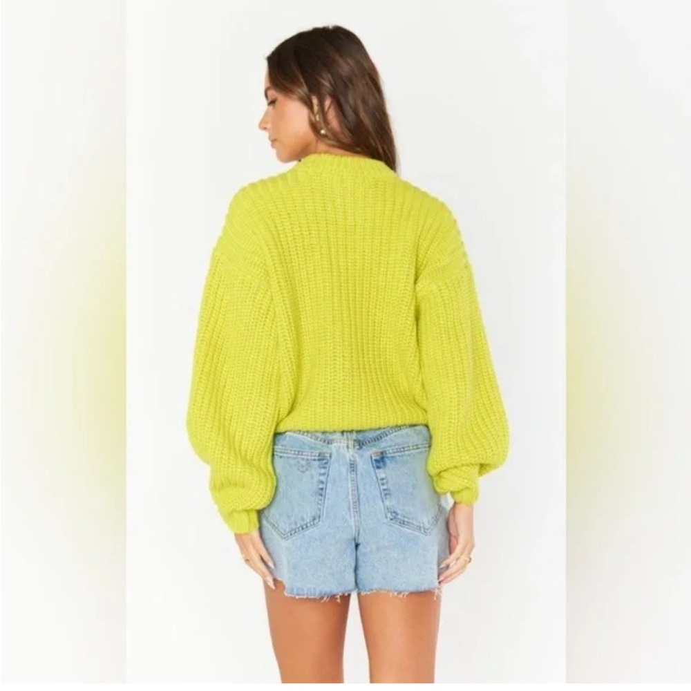 Show Me Your Mumu Sweater Bailey Green Cable Knit Crewneck Various Sizes NWT - Picture 9 of 10